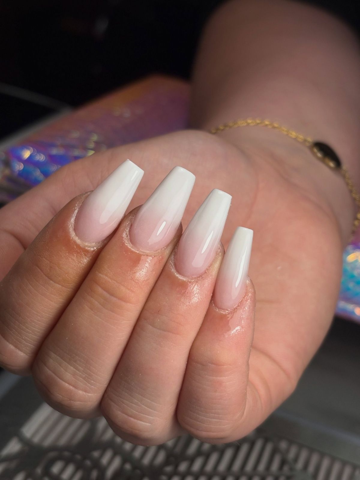 Lange babyboom acrylnagels in coffin vorm